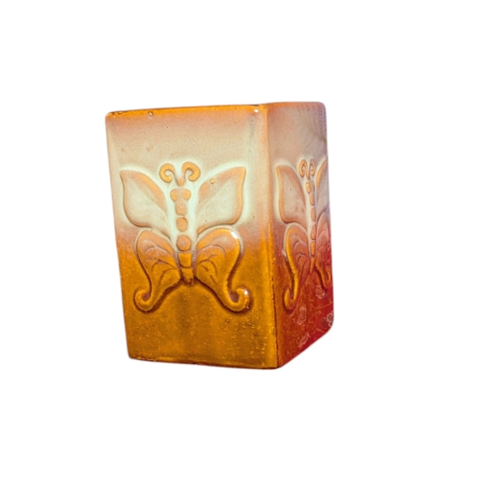 Vintage Butterfly Ceramic Planter Vase MCM 70s Drip Glaze Pottery Boho‎